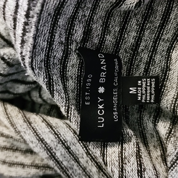 Lucky Brand Gray Black Striped Hoodie Long Sleeve Lightweight Top Size Medium - Picture 4 of 6